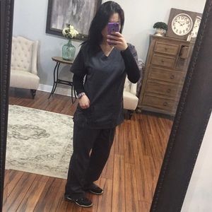 Dark grey scrubs